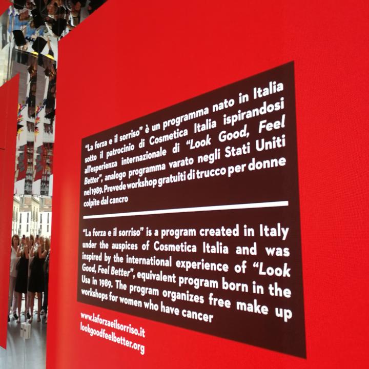 I contenuti de La forza e il sorriso Onlus all'interno dell'installazione