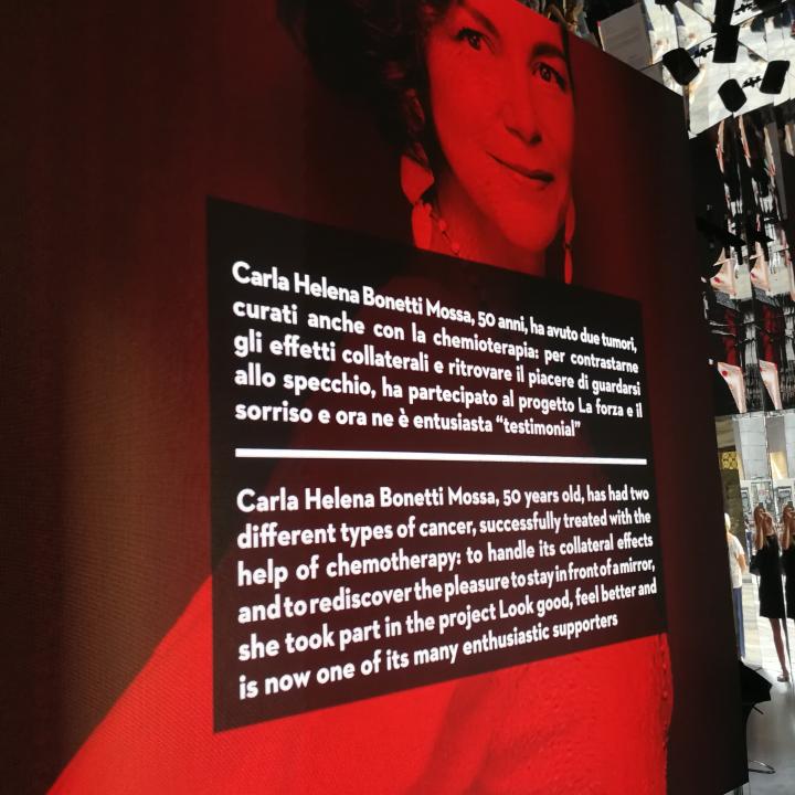 I contenuti de La forza e il sorriso Onlus all'interno dell'installazione