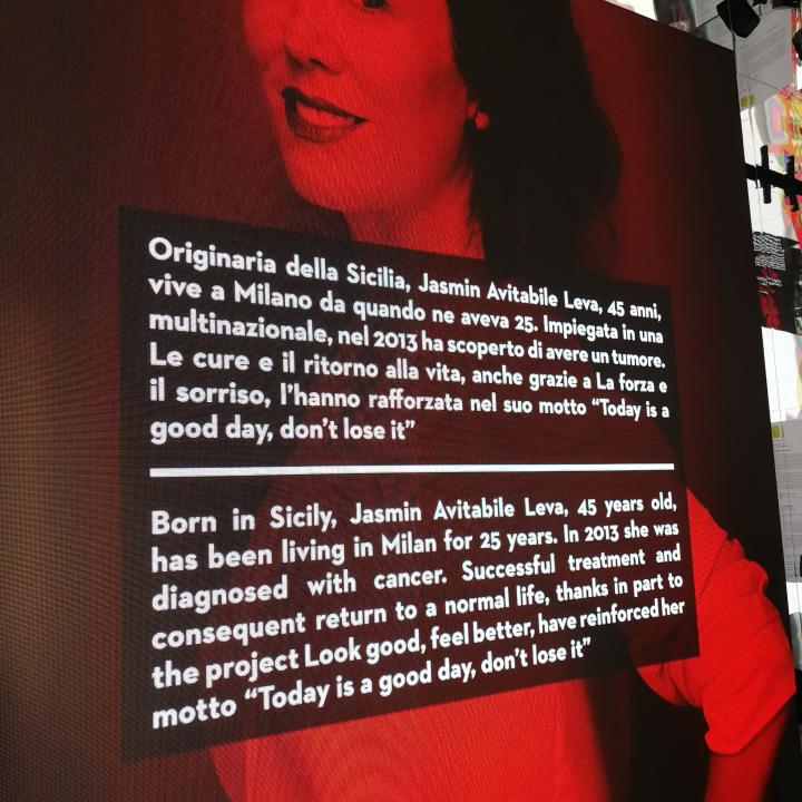 I contenuti de La forza e il sorriso Onlus all'interno dell'installazione